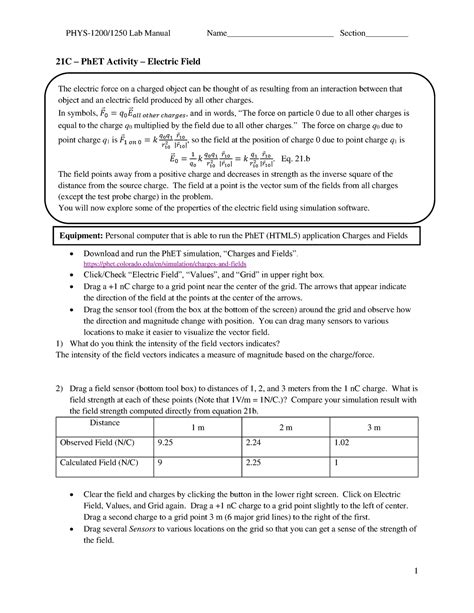 Electric Field Activity Answer Key Phet Sims Kindle Editon