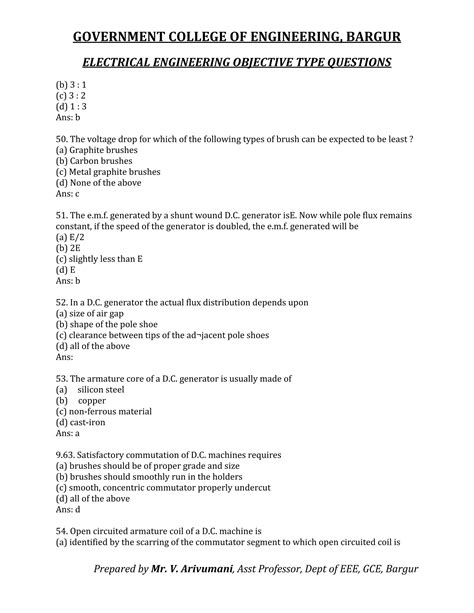 Electrical Engineering Objective Type Questions Answers Reader