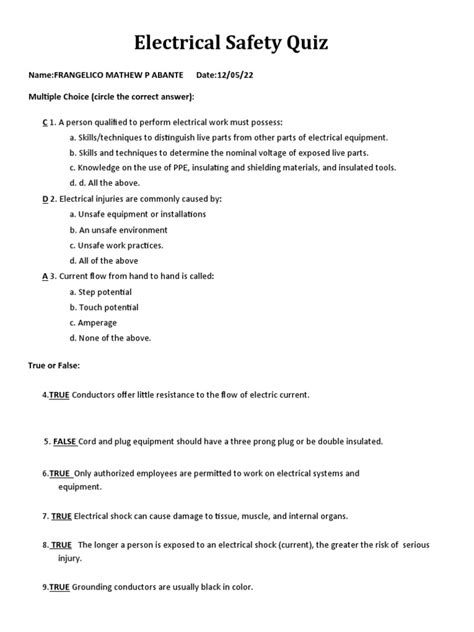 Electrical Quiz Questions Answers Free Download Doc