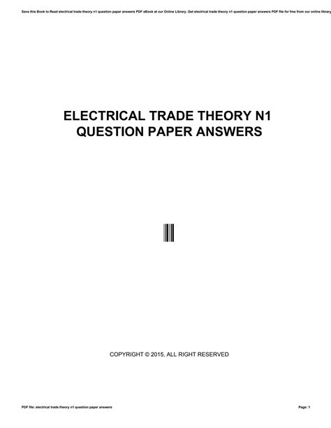 Electrical Trade Theory N1 Question Paper Answers Epub