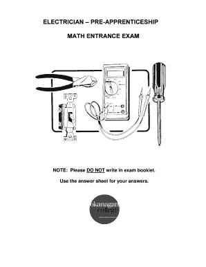 Electrician Pre Apprenticeship Math Entrance Exam pdf PDF