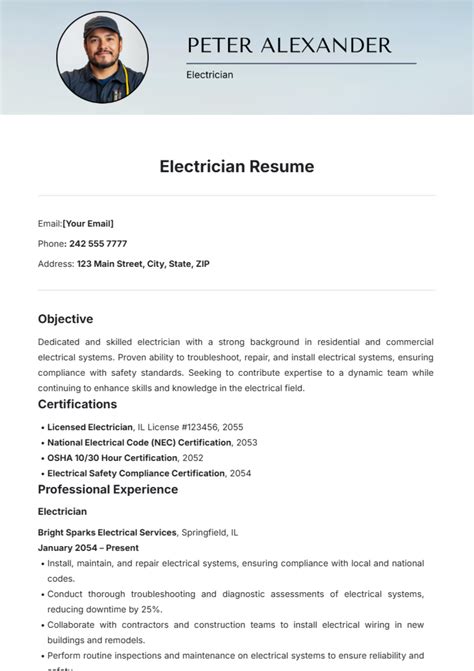 Electrician Resume Templates