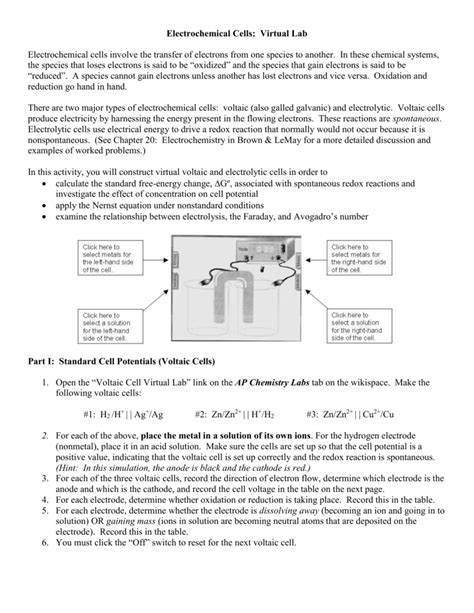 Electrochemical Cells Lab Report Discussion Answers PDF