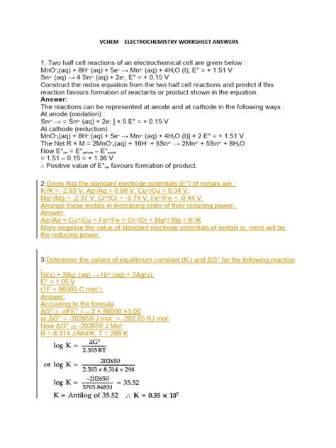 Electrochemistry Lab Vernier Answers Kindle Editon