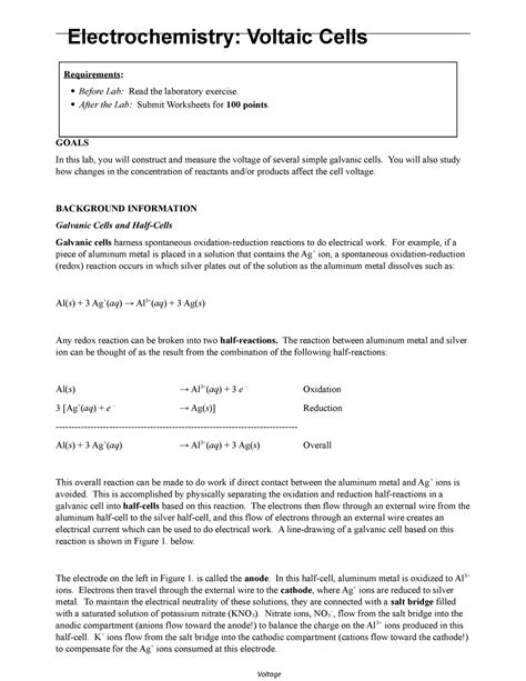 Electrochemistry Voltaic Cells Lab Answers Reader