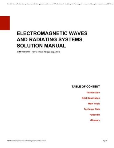 Electromagnetic Waves And Radiating Systems Solution Manual PDF