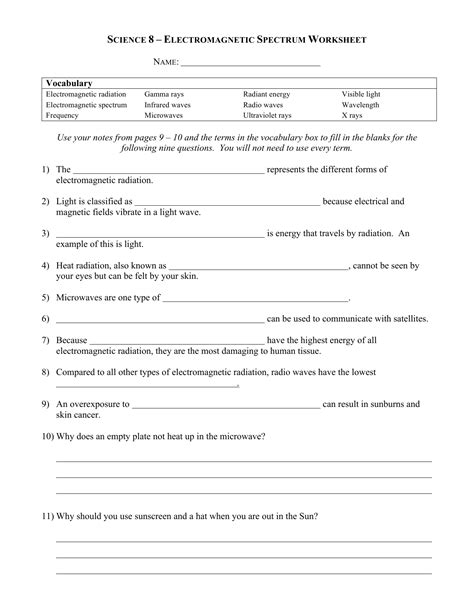 Electromagnetism Cloze Answer Key Doc