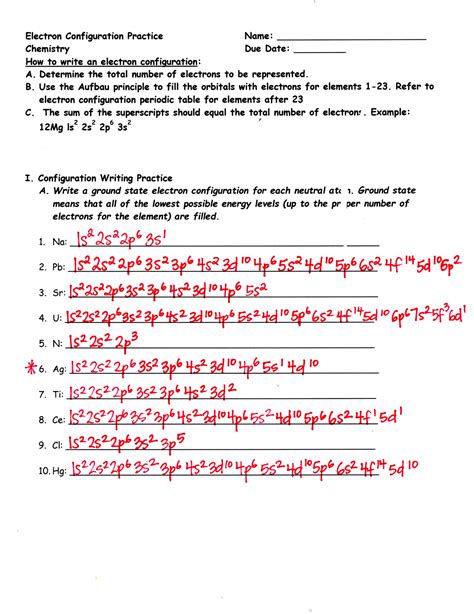 Electron Configuration Practice With Answers Doc