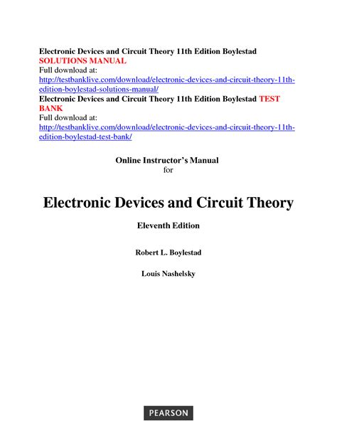 Electronic Devices Circuit Theory By Boylestad Solutions Manual Reader