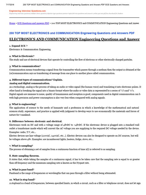 Electronics And Communication Objective Questions Answers Reader