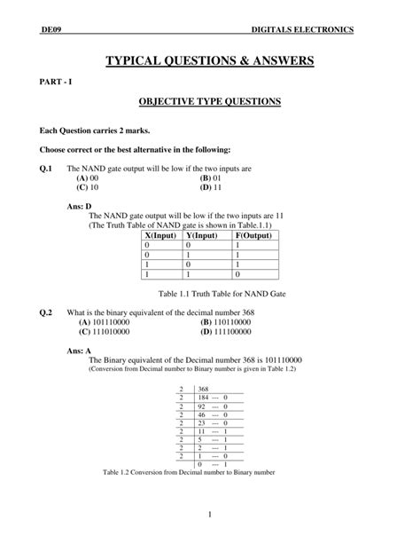 Electronics Objective Type Questions Answers PDF