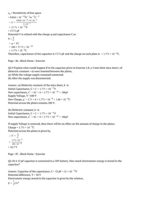 Electrostatic Potential And Capacitance Exercises Ncert Solutions Reader