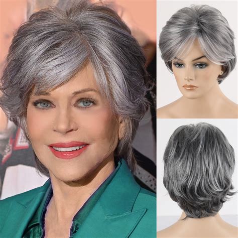 Elegant Straight Short Synthetic Grey Wigs