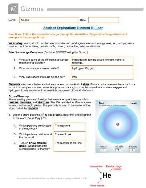 Element Builder Answer Key PDF