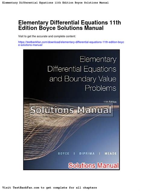 Elementary Differential Equations Boyce Solution Manual Pdf PDF