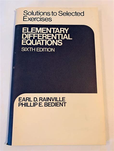 Elementary Differential Equations Rainville 6th Edition Solutions Kindle Editon