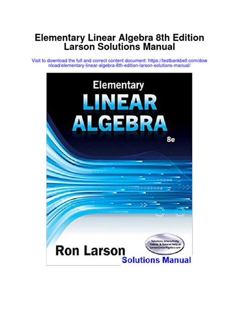 Elementary Linear Algebra Larson Solutions Manual PDF