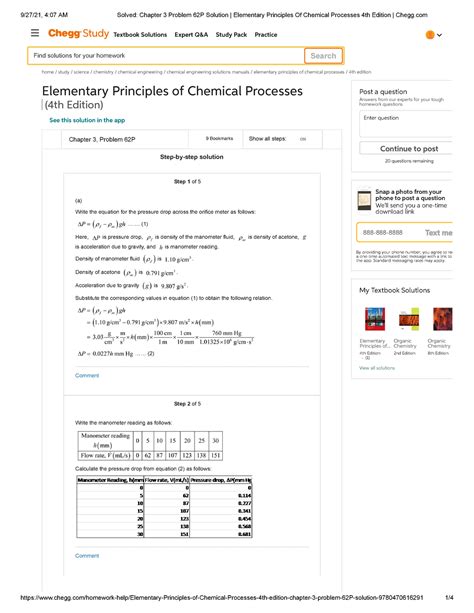 Elementary Principles Of Chemical Processes Chapter 3 Free Solutions Epub