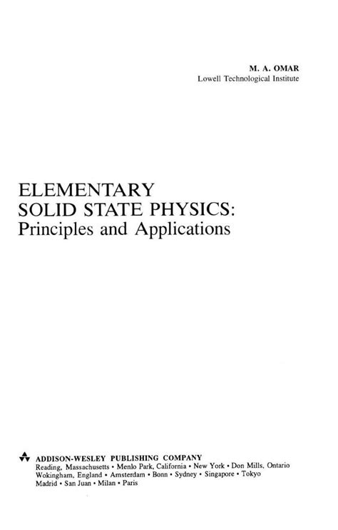 Elementary Solid State Physics Solutions Epub