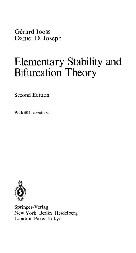 Elementary Stability and Bifurcation Theory Corrected 2nd Printing Reader