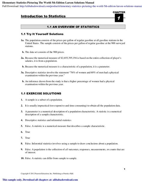 Elementary Statistics 5th Edition Solutions Key Answer Doc