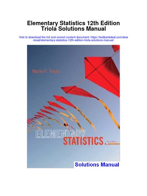 Elementary Statistics Triola Solution Manual Epub