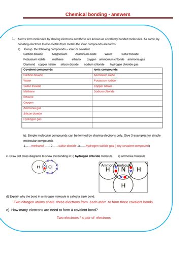 Elements And Bonding Answers Reader