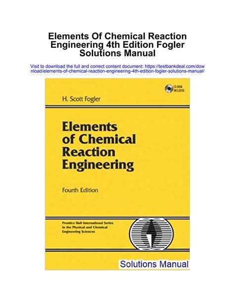 Elements Chemical Reaction Engineering 4th Solution Manual Reader