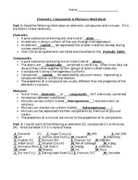 Elements Compounds And Mixtures Answers Key Epub