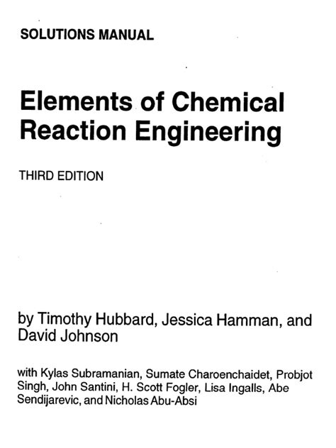 Elements Of Chemical Reaction Engineering Solutions Manual 2 Reader