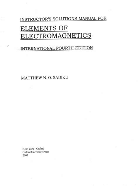 Elements Of Electromagnetics Solution Manual PDF