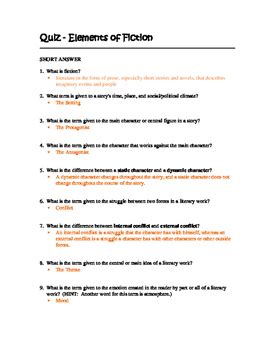 Elements Of Fiction Quiz Answer Kindle Editon