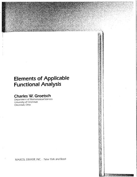 Elements of Applicable Functional Analysis Reader