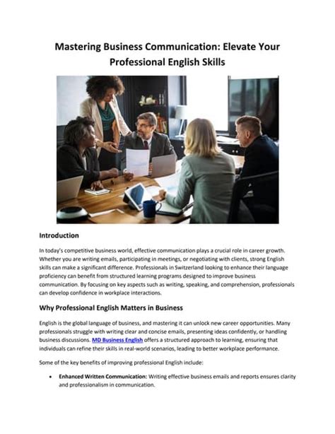 Elevate Your English Proficiency: A Guide to Professional Mastery