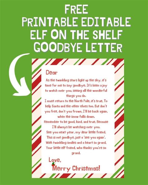Elf On A Shelf Goodbye Letter Free Printable