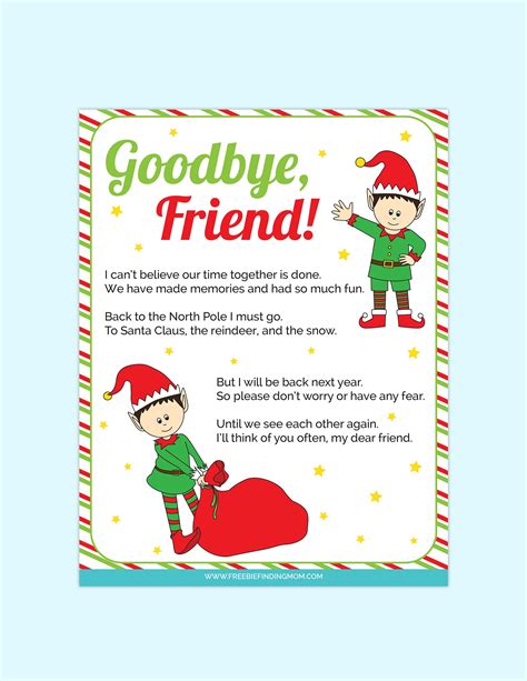 Elf On Shelf Goodbye Letter Template