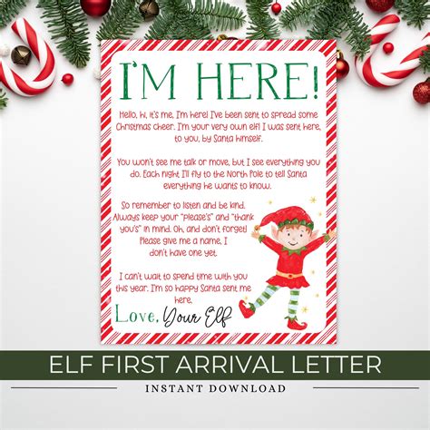 Elf On The Shelf First Time Arrival Letter Free Printable