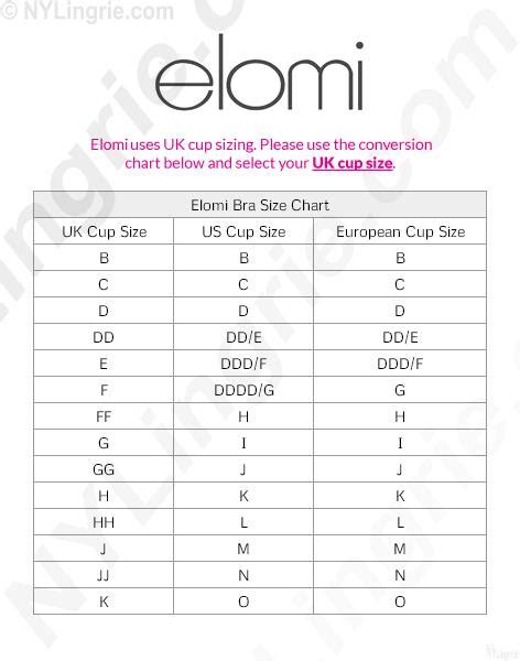 Elomi Bra Sizing Chart