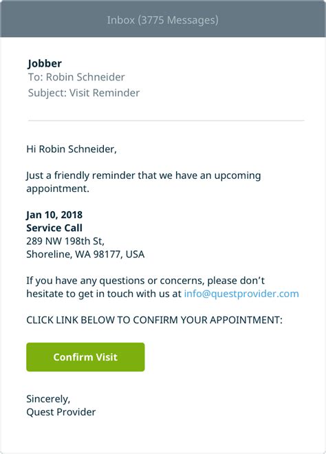 Email Appointment Reminder Template