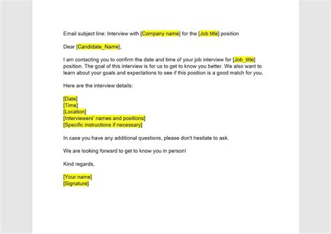 Email Interview Confirmation Template