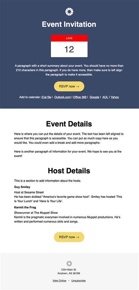 Email Invitation Template For Event