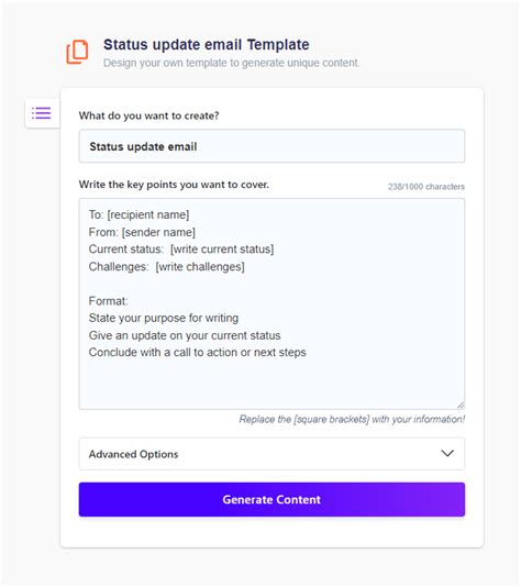 Email Status Update Template