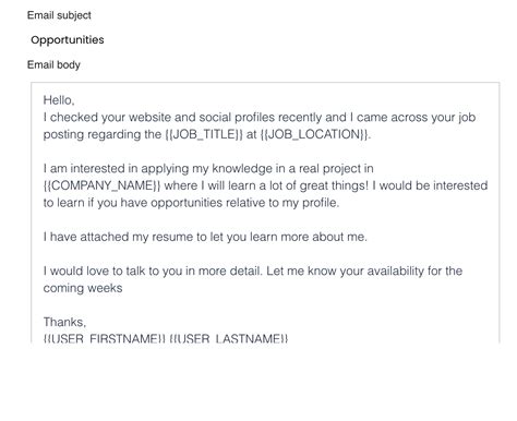 Email Template For Looking For A Better Opportunity