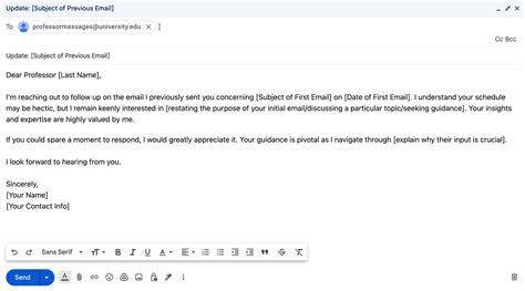 Email Template For Professor
