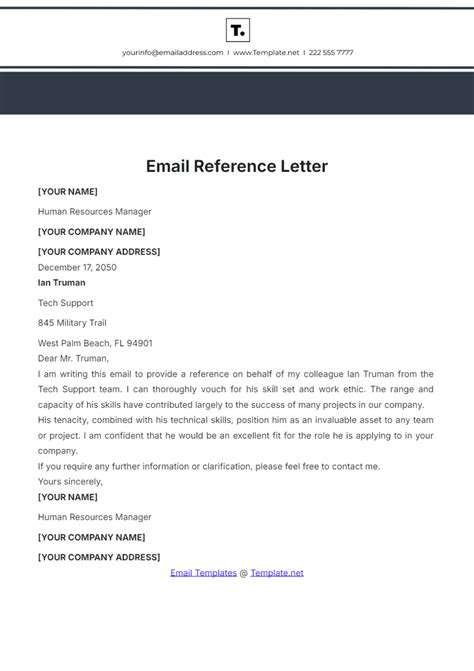 Email Template For Reference Request