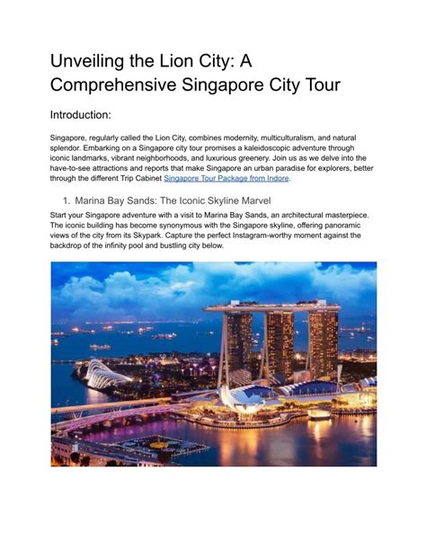 Embark on an Epic Adventure in the Lion City: A Comprehensive Guide to Singapore