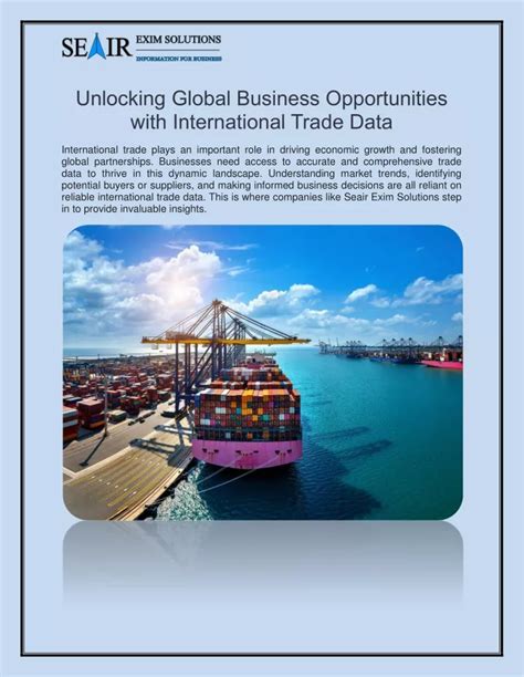 Embarking on the Global Marketplace: Unlocking Opportunities in International Business and Trade