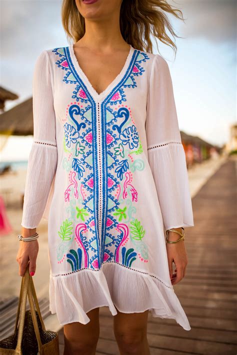 Embrace Coastal Elegance with the Lilly Pulitzer Dress Coverup V-Neck Cotton Starfish Blue