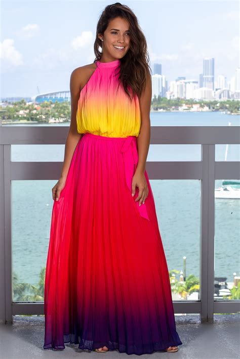 Embrace Vibrant Hues and Flowy Elegance with the Sausalito Multicolor Halter Maxi Dress