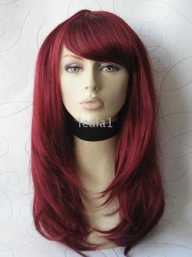 Embrace the Allure of 18 Inches Dark Red Straight Lace Front Human Wigs